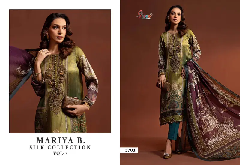 Maria B Silk Collection Vol 7 Japan Satin Printed Pakistani Suits Wholesale Shop In Surat